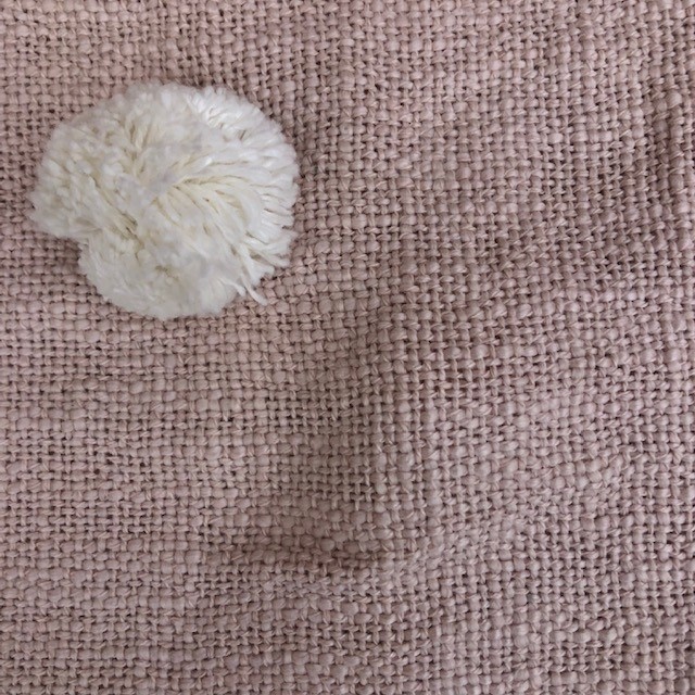 Slub Weave Fair Trade Cotton Throw with Pom Poms  150cm x 125cm